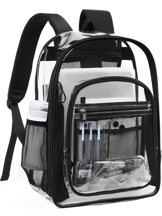 Handbags - Clear Black PVC Backpack